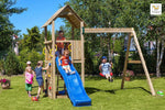 Spielturm für bis zu 7 Kinder - Klettergerüst Carol 2 - teak - Kletterling – einfach Kind sein