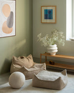 wigiwama Sitzkissen Ottoman in Beige aus Teddy - Stoff - Kletterling – einfach Kind sein