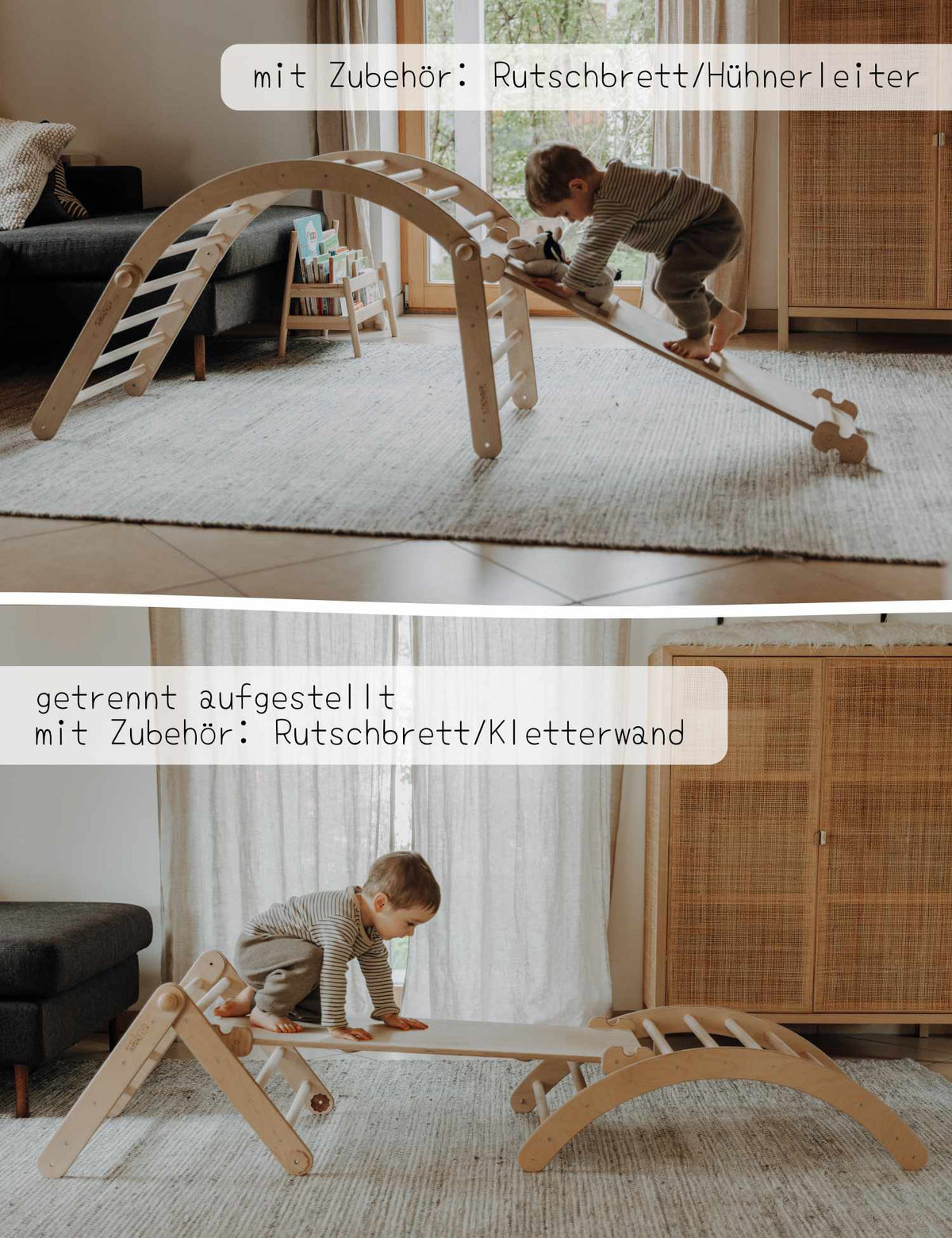 Klettergerüst ZAUBERBERG GROSS | 3 Module | 2x Sprossenstieg + Bogen | 72 cm | Zubehör erhältlich | erweiterbar - Kletterling – einfach Kind sein