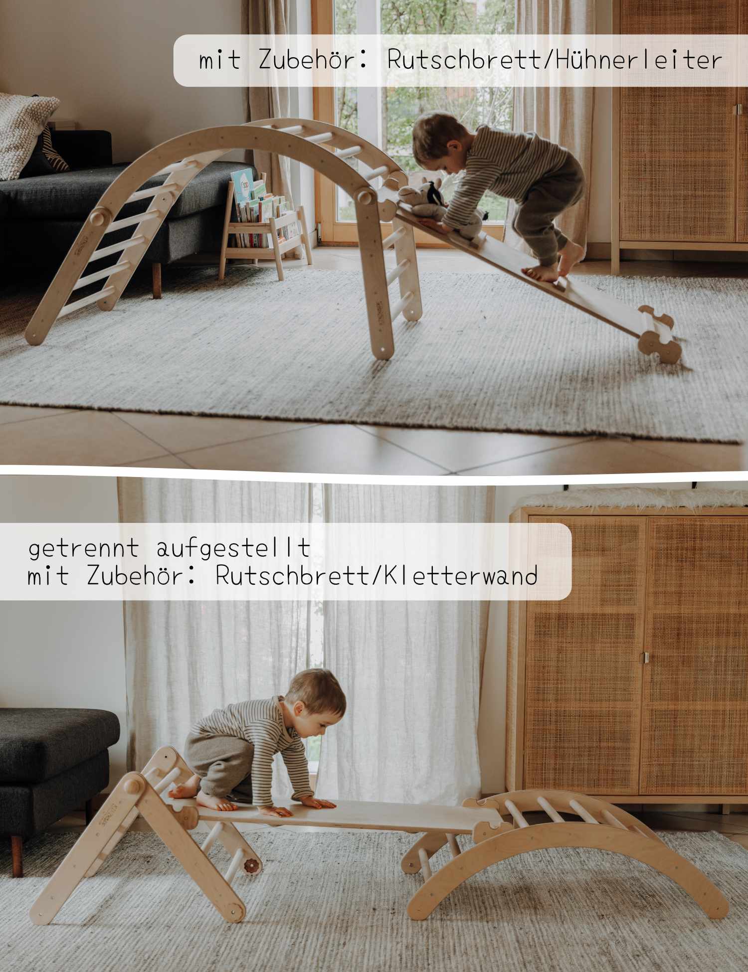 Klettergerüst ZAUBERBERG GROSS | 3 Module | 2x Sprossenstieg + Bogen | 72 cm | Zubehör erhältlich | erweiterbar - Kletterling – einfach Kind sein