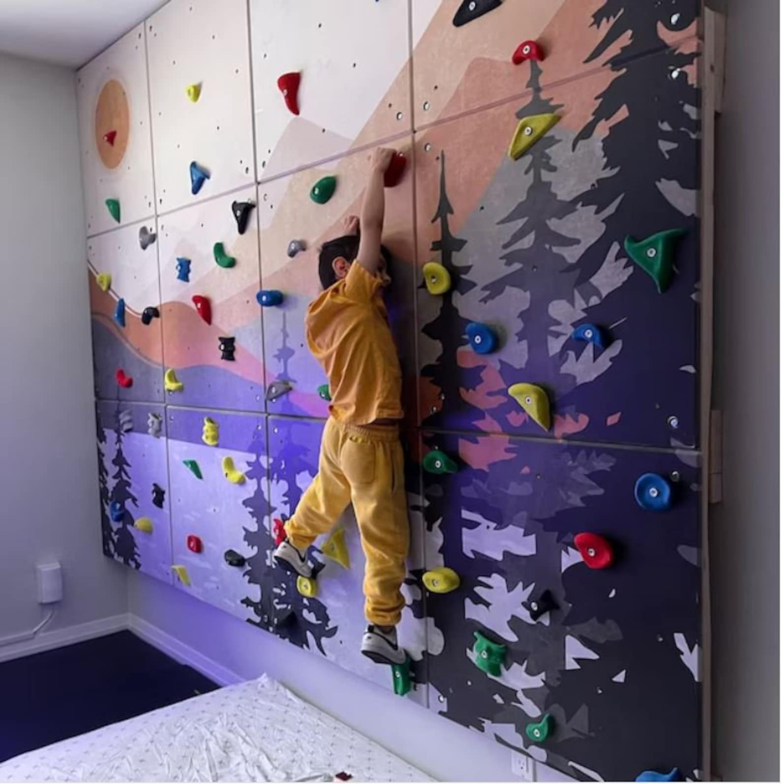 Riesige Kletterwand Boulderwand für Zuhause 15 Panele Blau