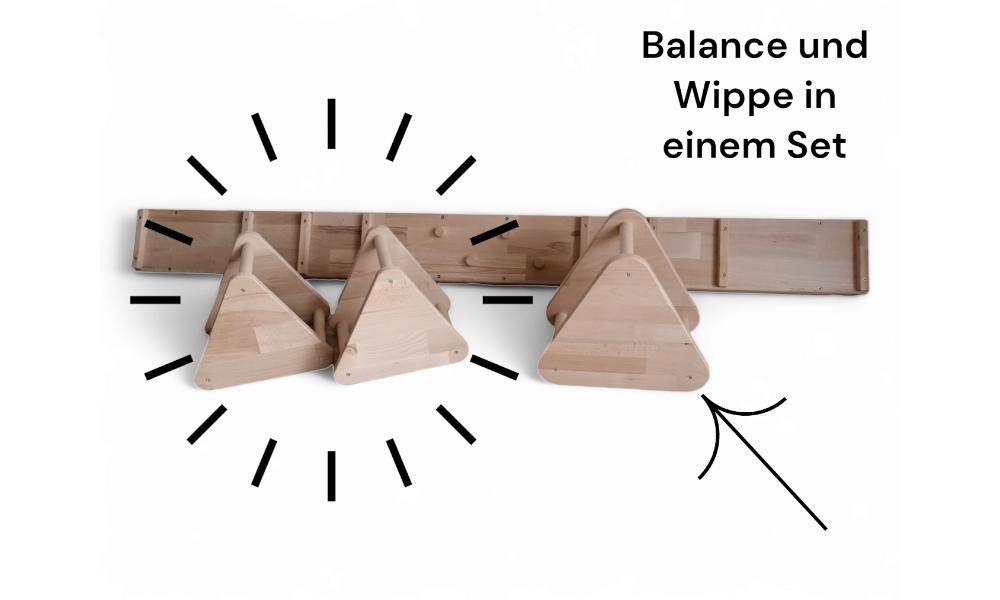 Wippe - Balancebalken von PeterundDepi Set "Balance + Wippe" mit 1 großen Stütz-Dreieck und 2 kleinen Stütz-Dreiecken