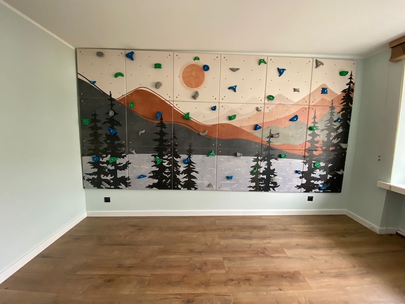 Riesige Kletterwand Boulderwand für Zuhause 1 Panel Grau