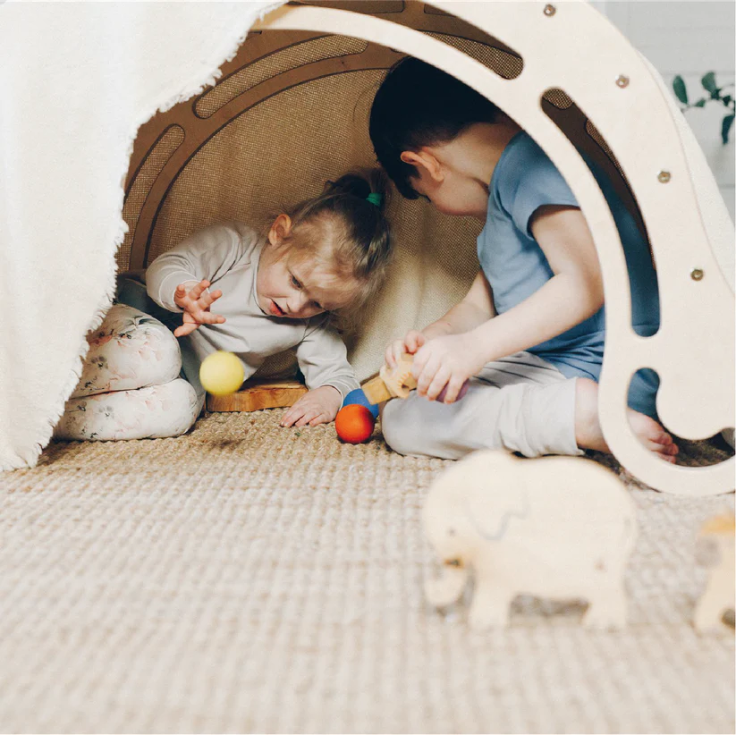 Spielset "Dynamik" pastell - Montessori-Bogen mit Rutsche und Kissen