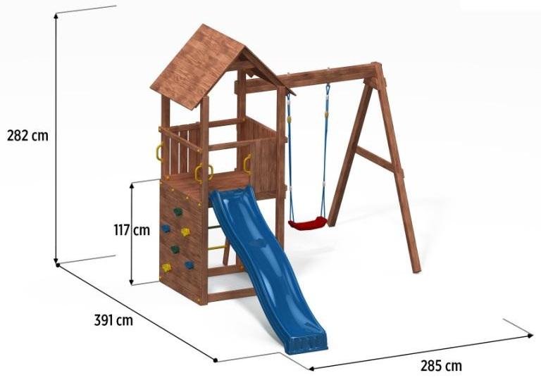 Spielturm für bis zu 7 Kinder - Klettergerüst Carol 2 - grau/weiß