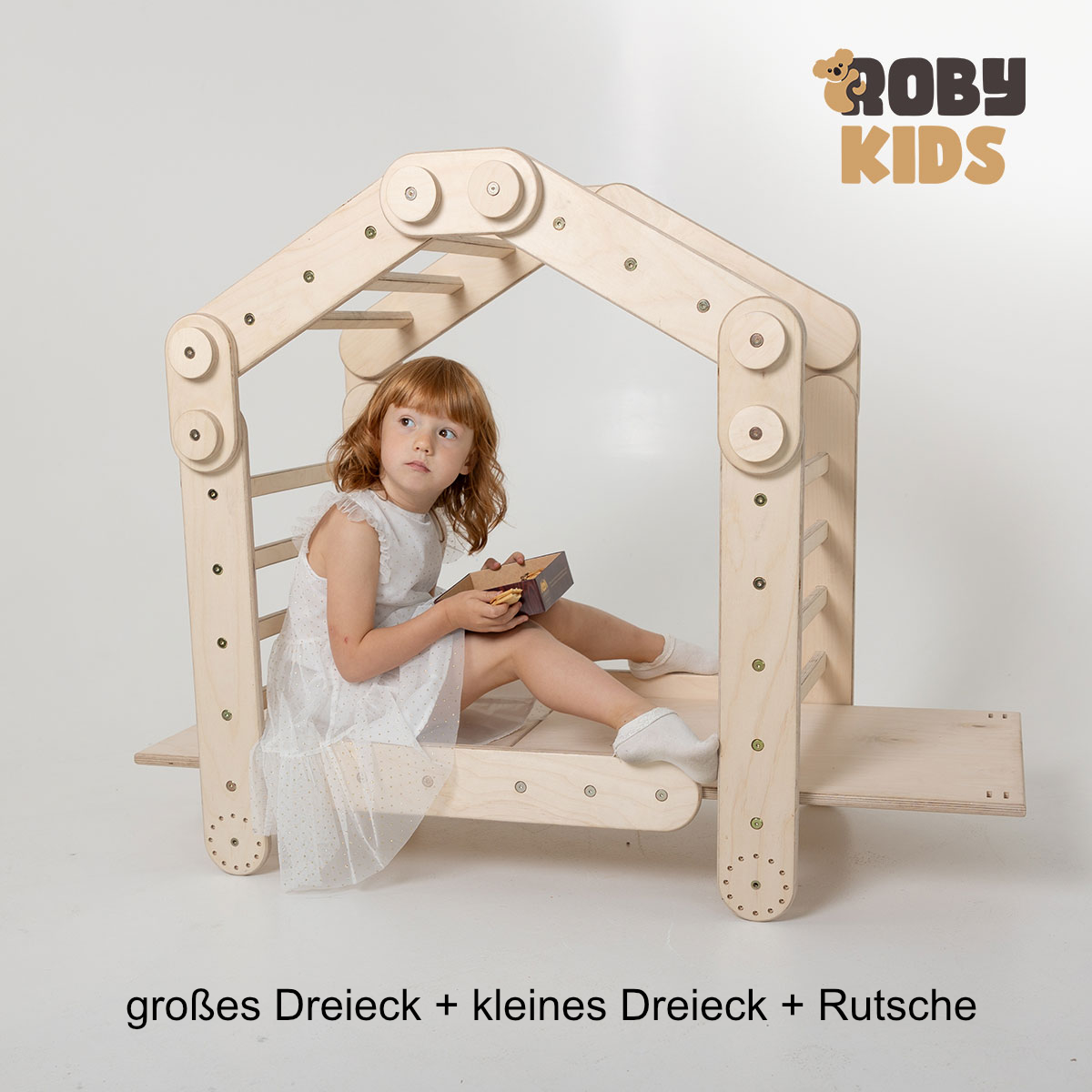 Modulares Klettersystem von Roby-Kids - individuell und erweiterbar großes Dreieck + kleines Dreieck + Rutsche