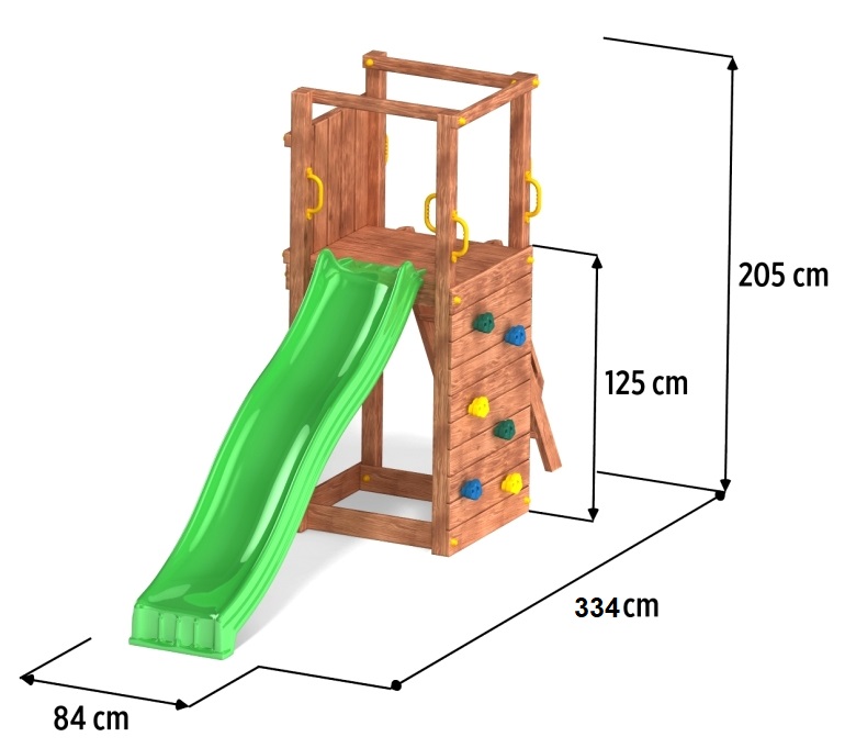 Spielturm TipTop mit Rutsche Leiter und Kletterwand, Klettergriffen, Bodenanker