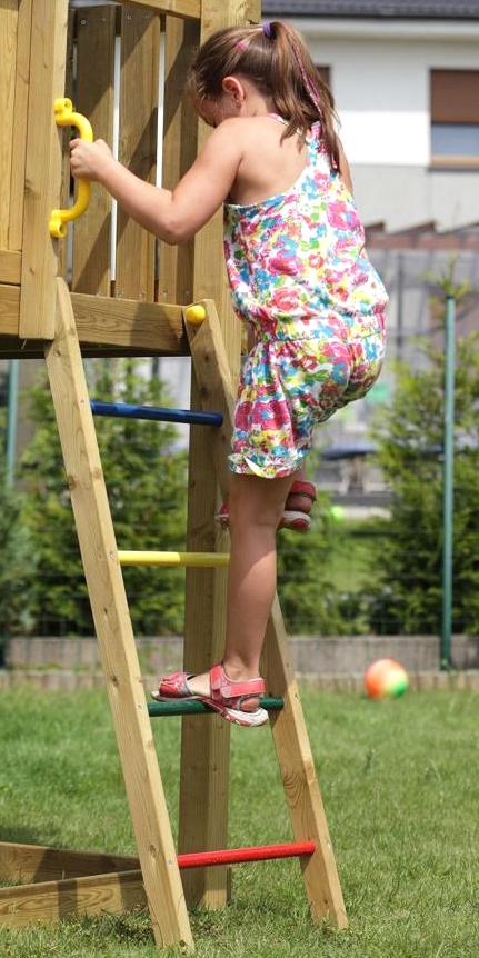 Spielturm Funny 2 mit Rutsche, Doppelschaukel, Leiter inkl. Dach, Bodenanker und Griffen