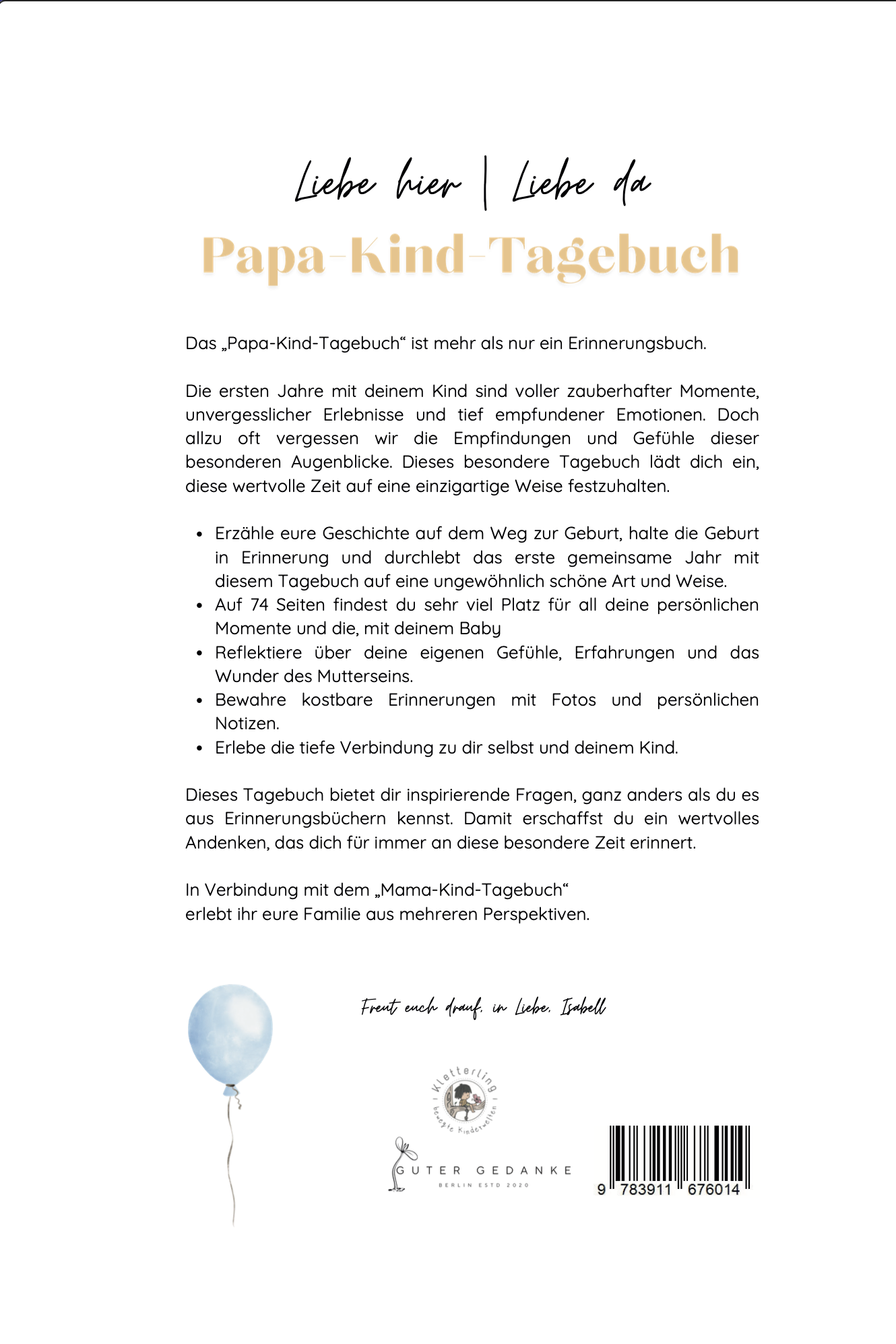 Papa-Kind Tagebuch 1. Lebensjahr