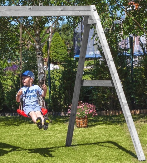 Spielturm für bis zu 7 Kinder - Klettergerüst Carol 2 - grau/weiß