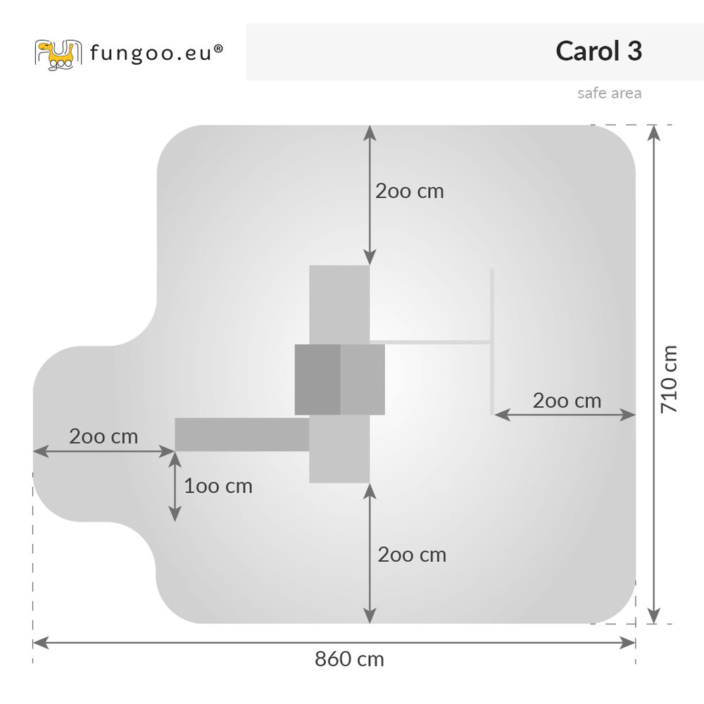 Spielturm Carol 3 in Grau/Weiß für bis zu 10 Kinder mit Rutsche, Holzdach, Griffe, Rampe, Schaukel und Kletterwand