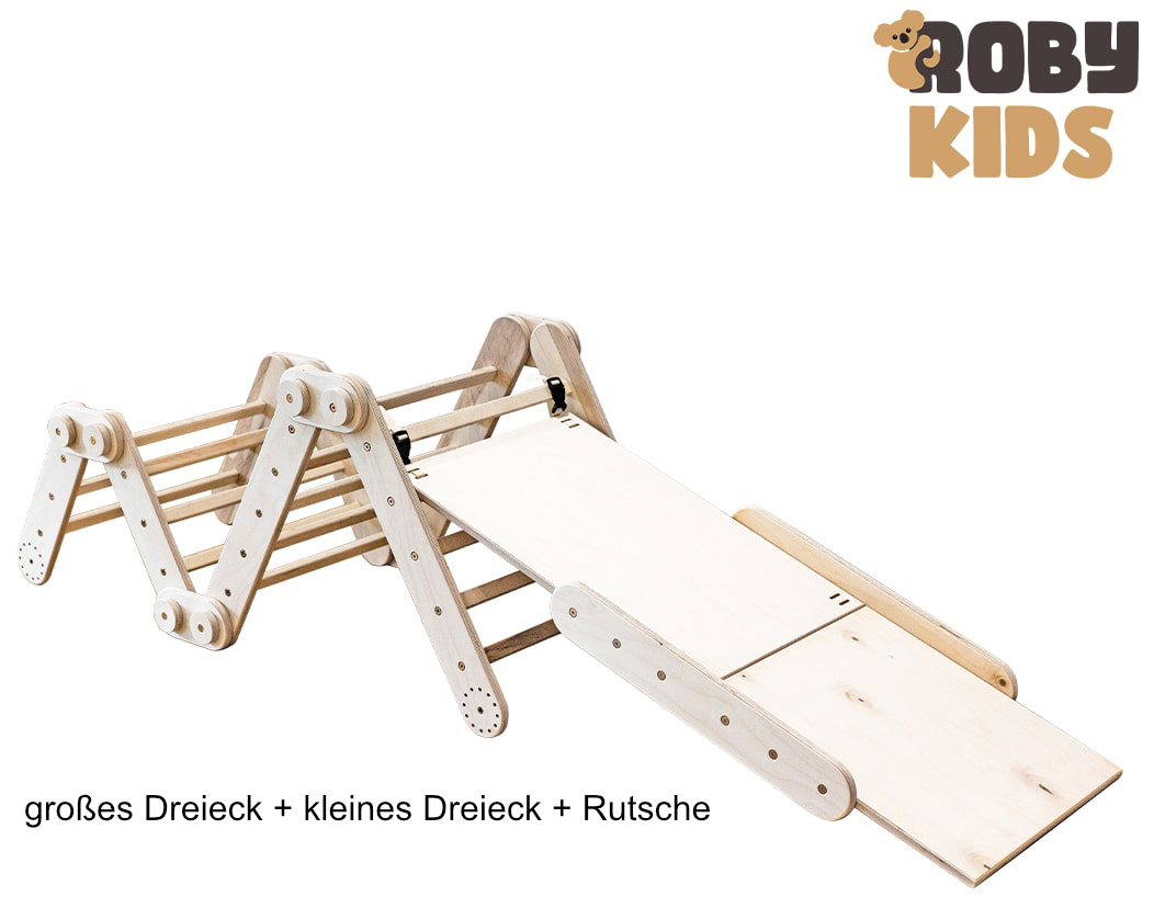 Modulares Klettersystem von Roby-Kids - individuell und erweiterbar großes Dreieck + kleines Dreieck + Rutsche