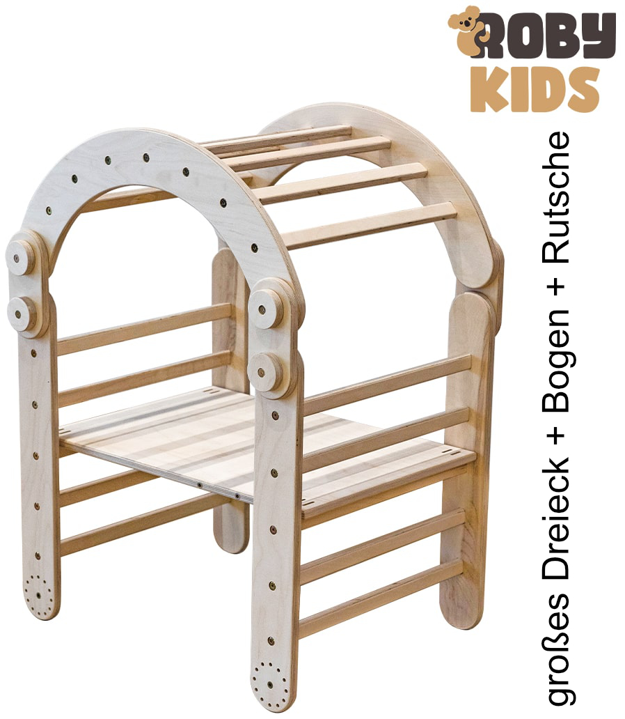 Modulares Klettersystem von Roby-Kids - individuell und erweiterbar großes Dreieck + Bogen + Rutsche