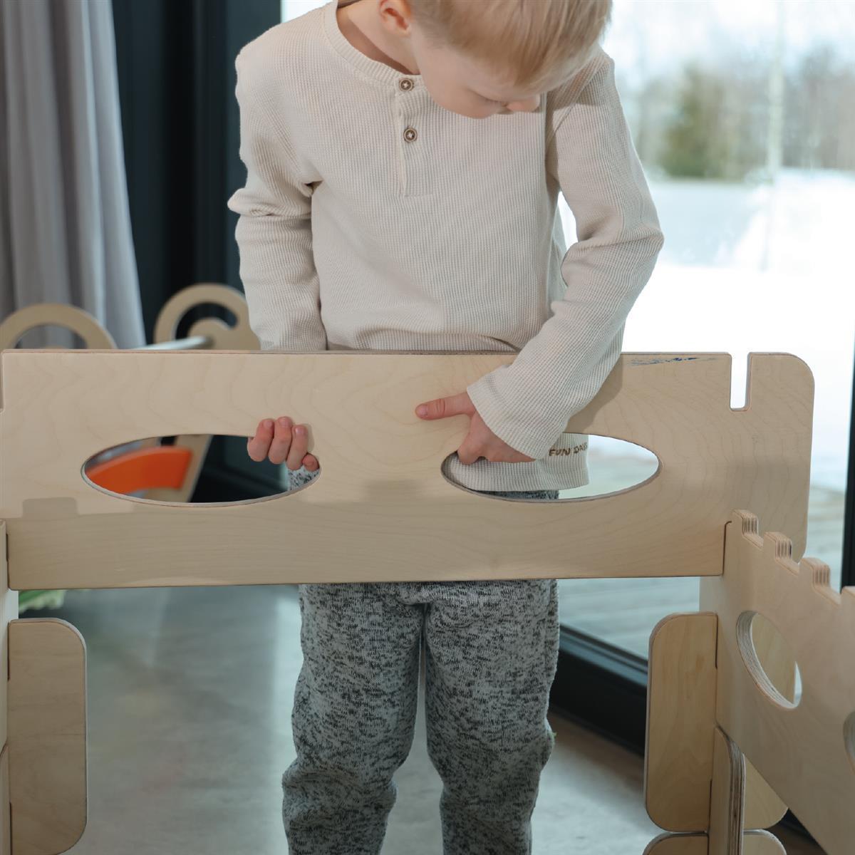 Montessori Spielhaus: Kreatives Lernen für Kinder von 1 bis 12 Jahren - Komplettsset mit Rutsche und Treppe