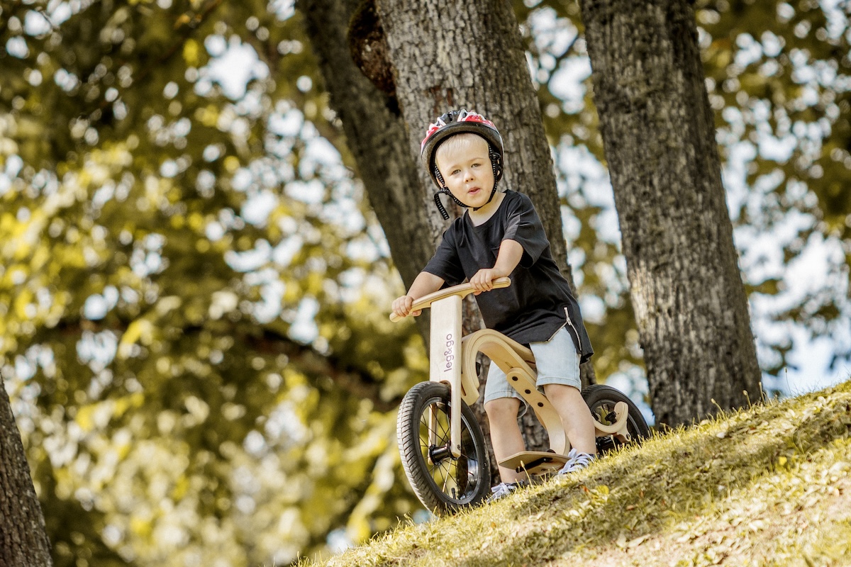 Balance Bike 3in1 aus Holz - mitwachsendes Laufrad für Kinder ab 6 Monaten bis 6 Jahre mit Downhill Erweiterung