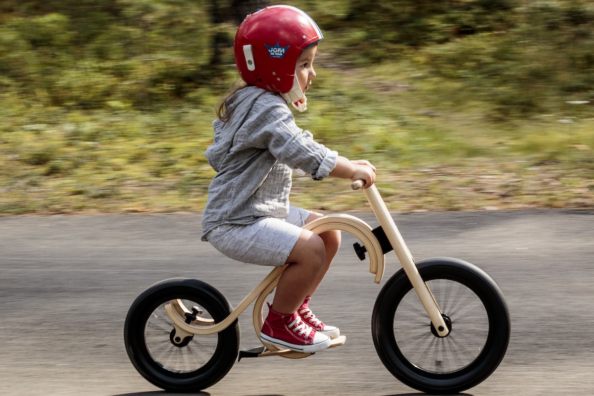 Balance Bike 3in1 aus Holz - mitwachsendes Laufrad für Kinder ab 6 Monaten bis 6 Jahre mit Downhill Erweiterung