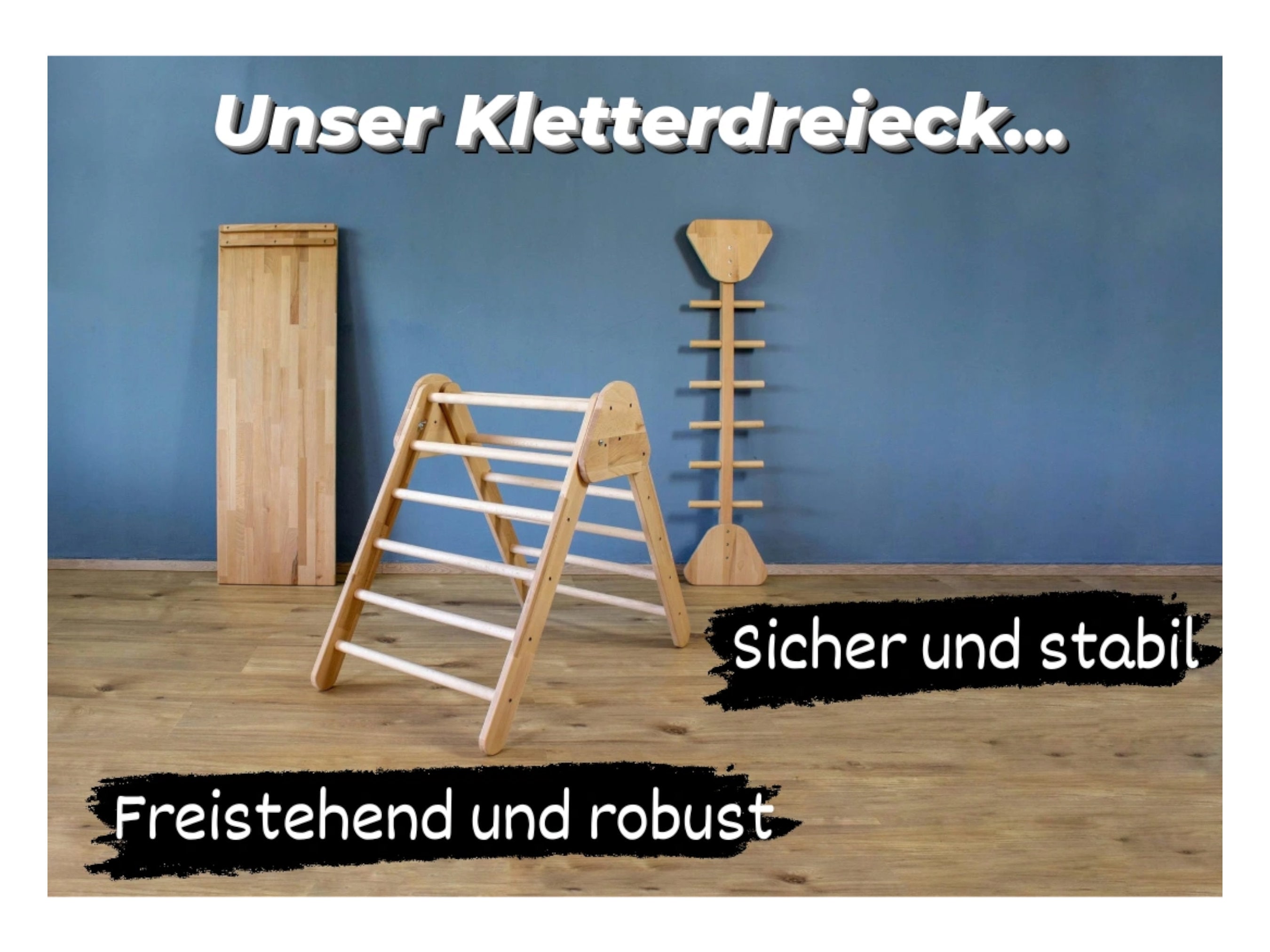 Kletterdreieck im 3in1 Set mit Rutschbrett & Sprossenbaum von PeterundDepi unbehandelt