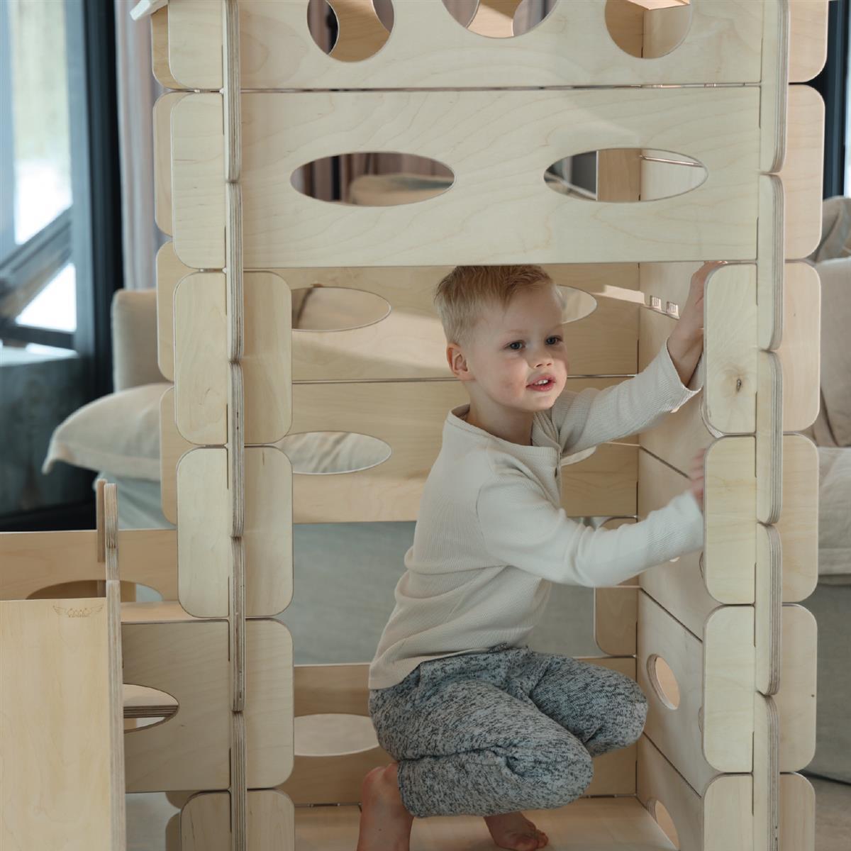 Montessori Spielhaus: Kreatives Lernen für Kinder von 1 bis 12 Jahren - Komplettsset mit Rutsche und Treppe