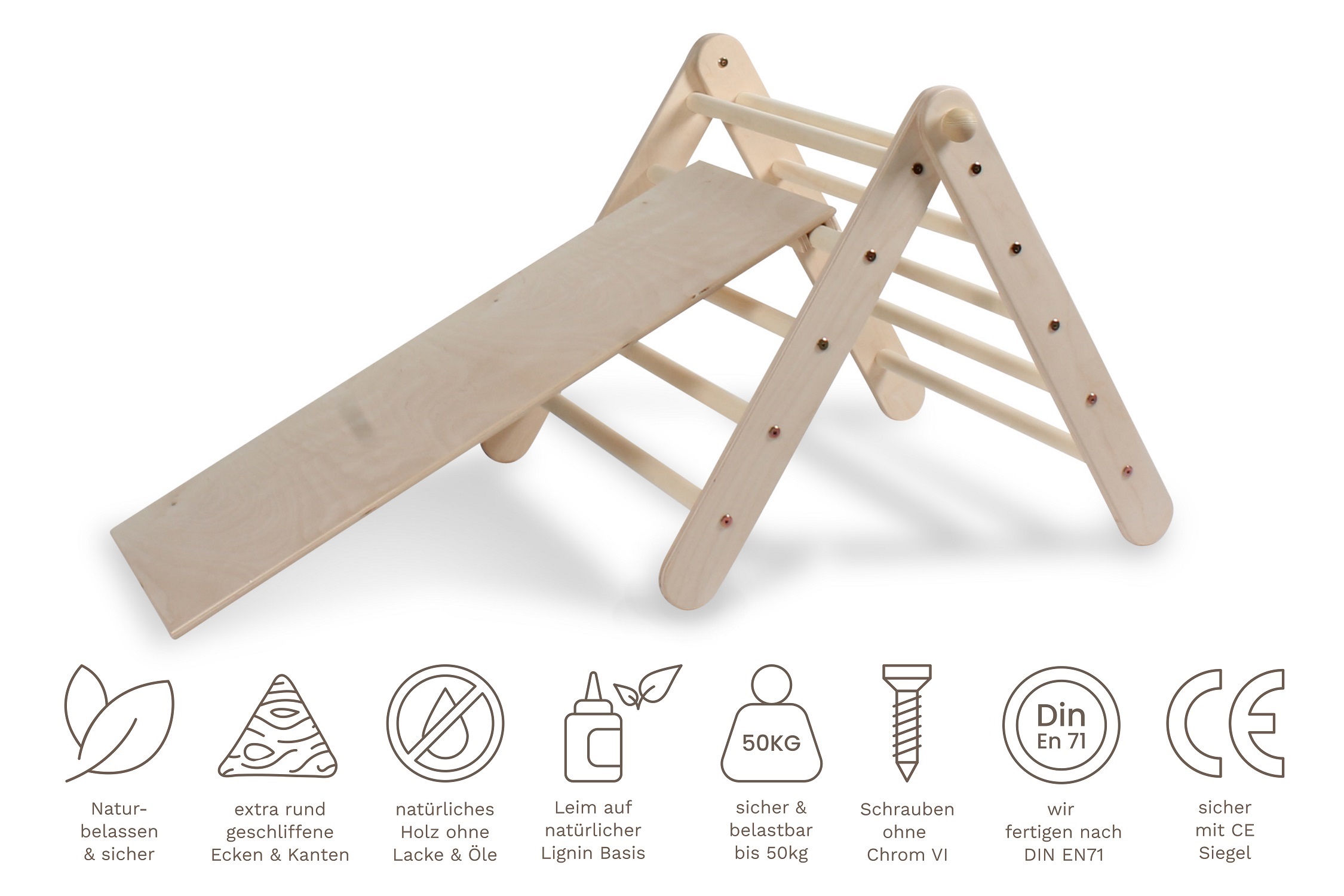 Kleines Zickenling - 5-fach höhenverstellbares Kletterdreieck (60cm) mit passender Rutsche