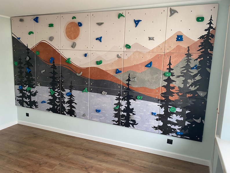 Riesige Kletterwand Boulderwand für Zuhause 1 Panel Grau