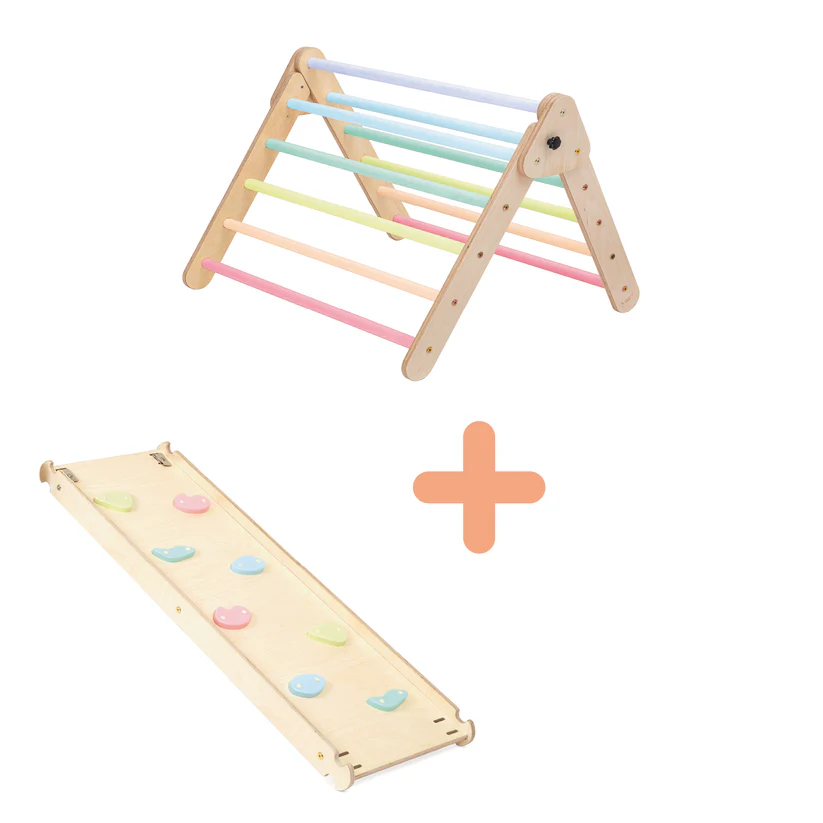 Spielset "Classic" pastell - Kletterdreieck mit Kletterrutsche