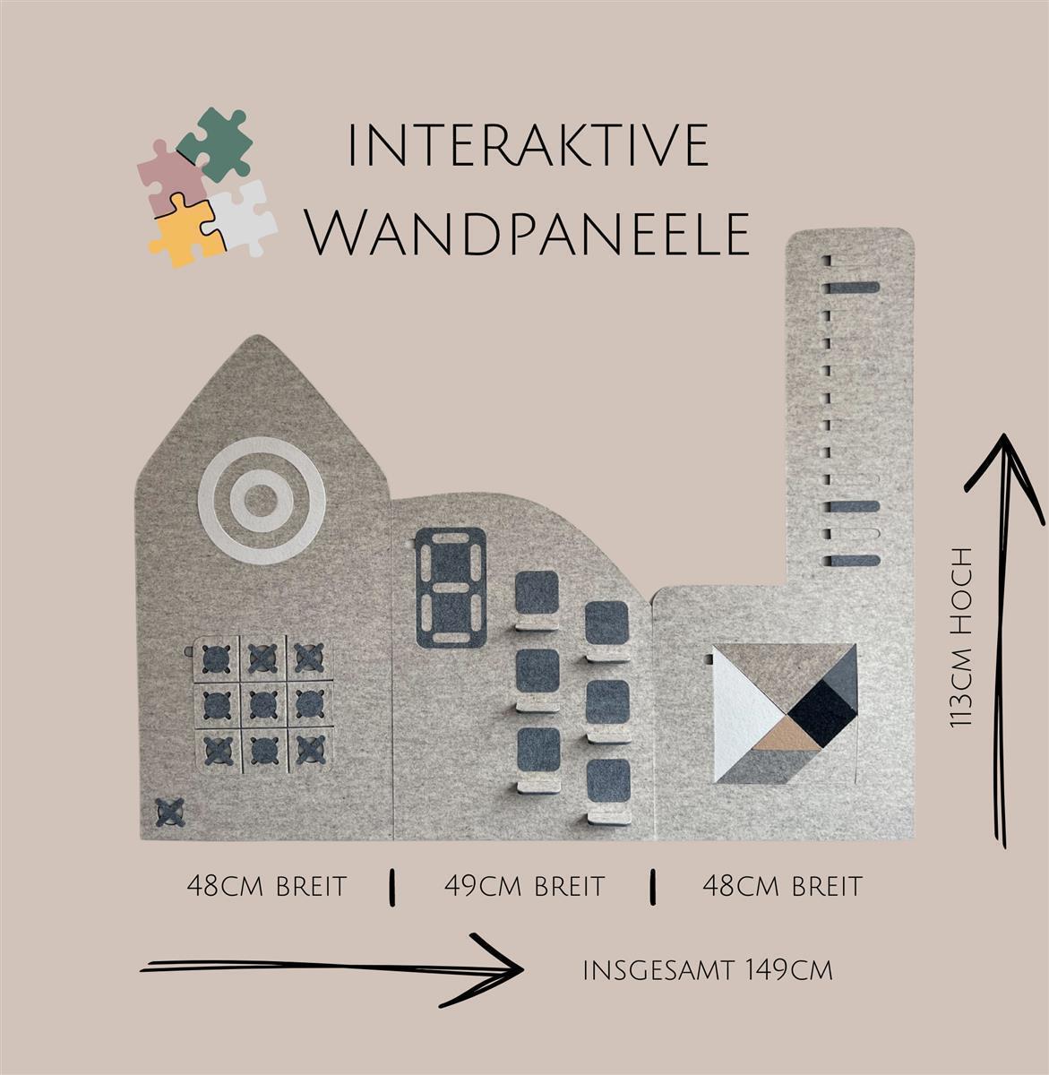 Interaktive Wandtafeln aus Wollfilz - alle 3 Paneele