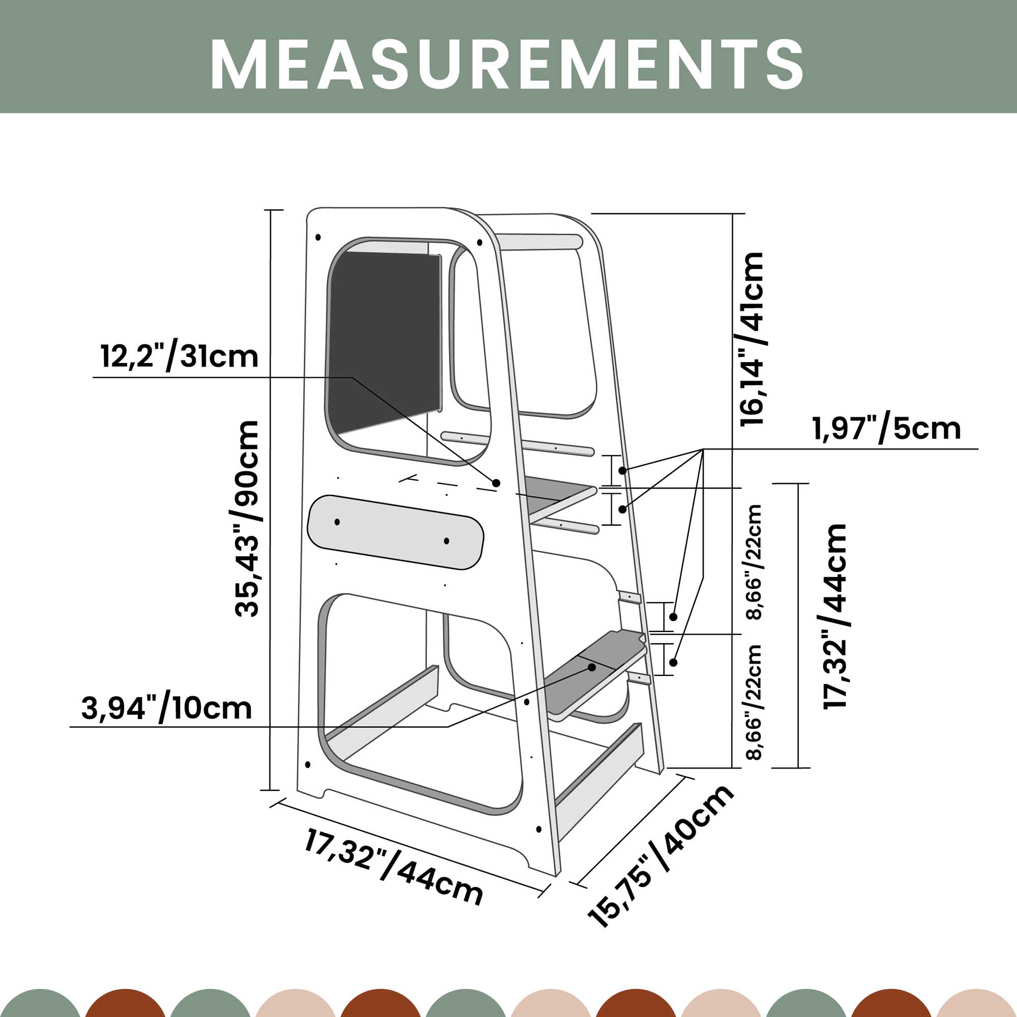 Küchenturm mit Tafel Schwarz