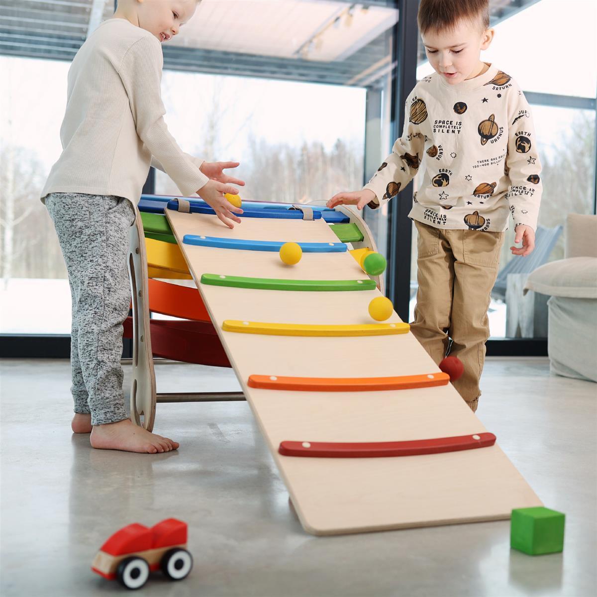 Kletter- und Rutschrampe für XXL Montessori Kletterbogen - Farbe Regenbogen