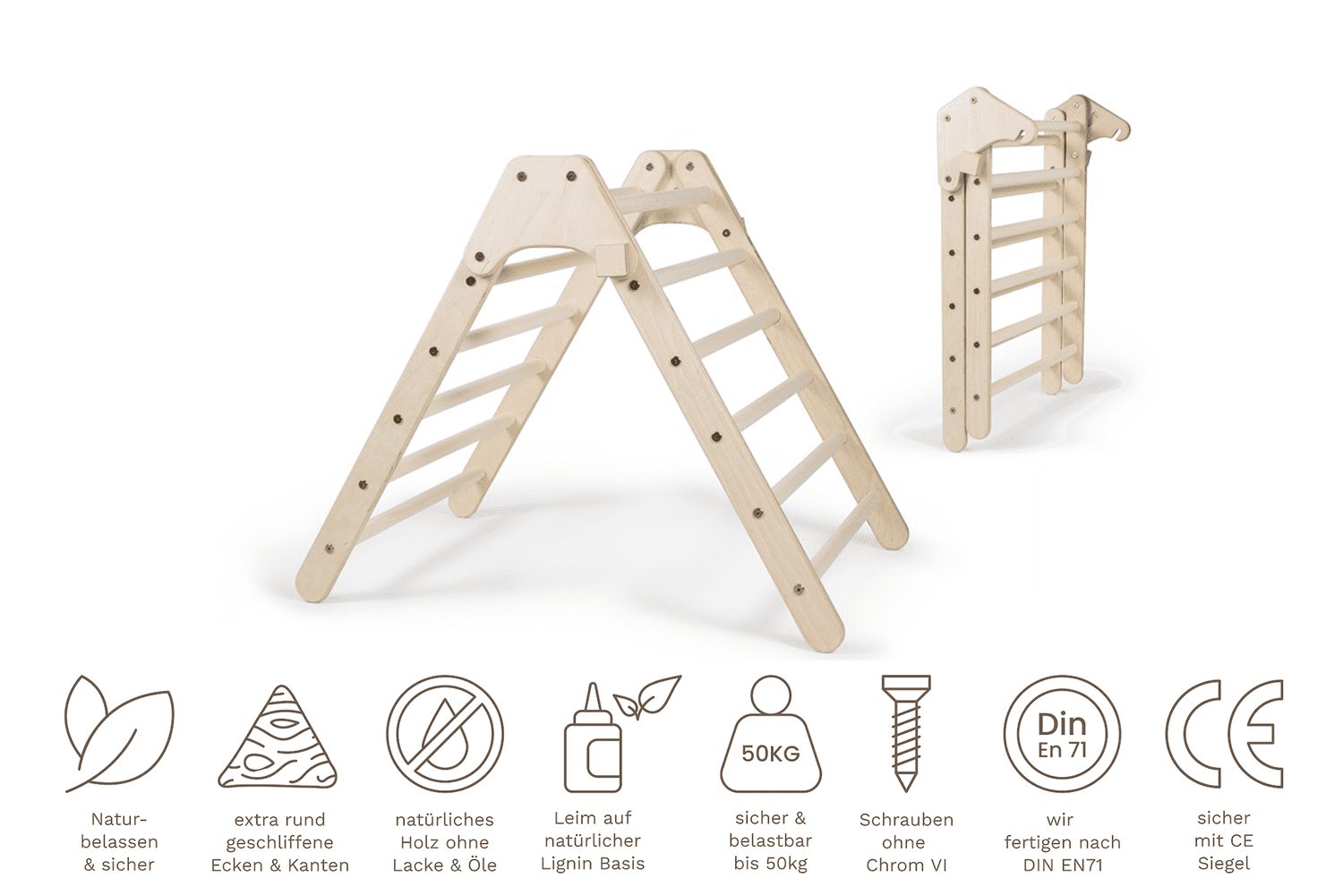 Koala - Original Kletterdreieck (70cm) nach Pikler und Hengstenberg, klappbar